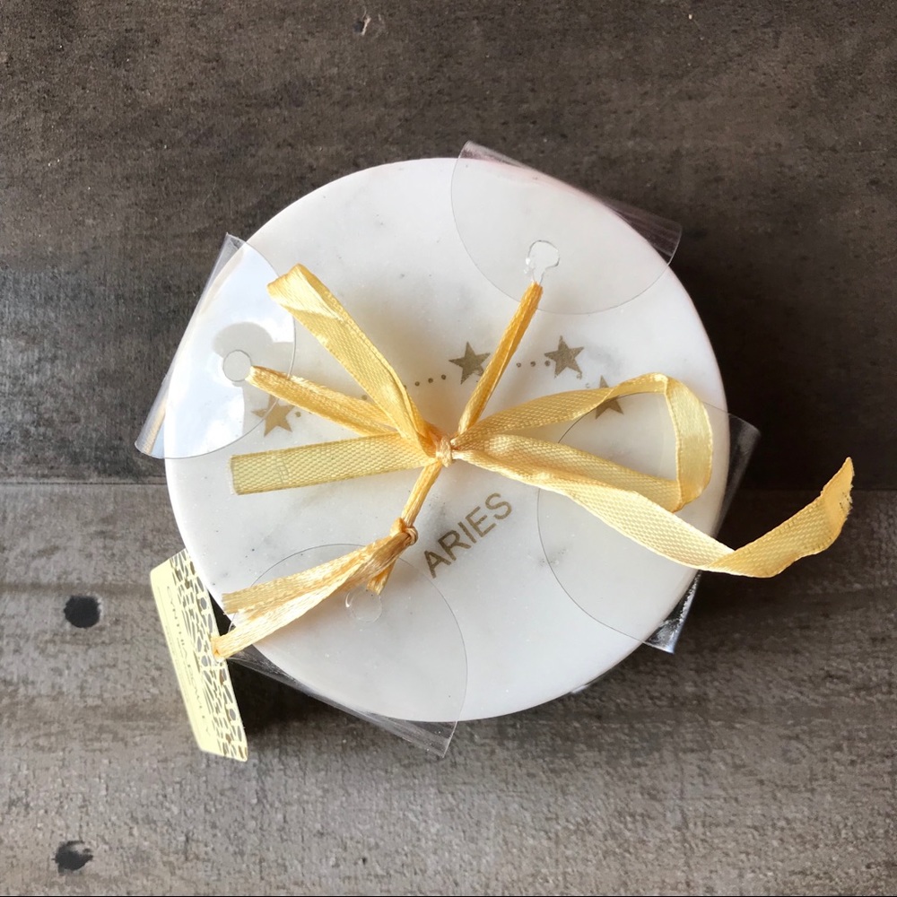 NEW Cynthia Rowley Marble Zodiac Coasters Aries